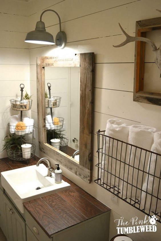 Farmhouse Bathroom Ideas: Rustic Frame