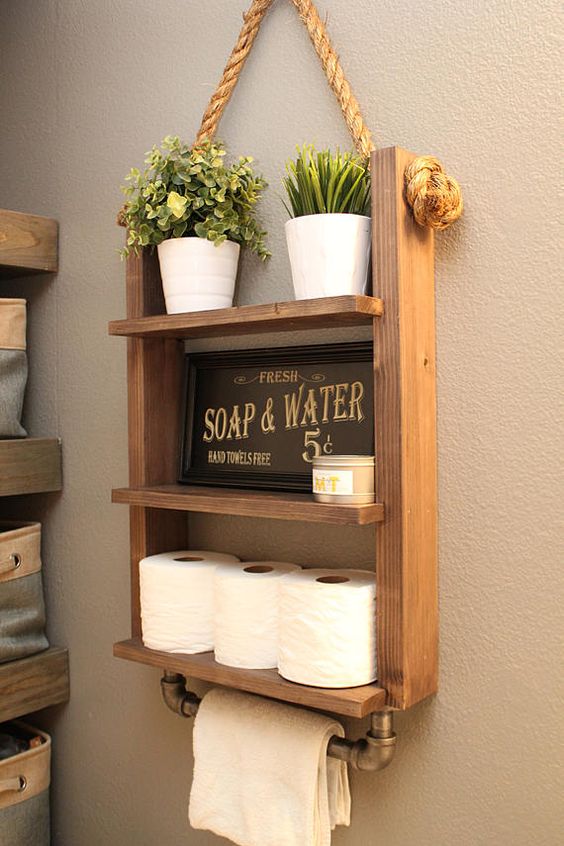Bathroom Organization Ideas: Rustic Floating Shelf