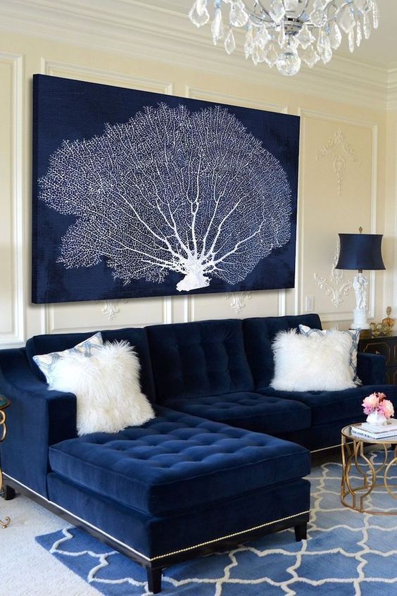 Blue Living Room Ideas: Glamorous Transitional Decor